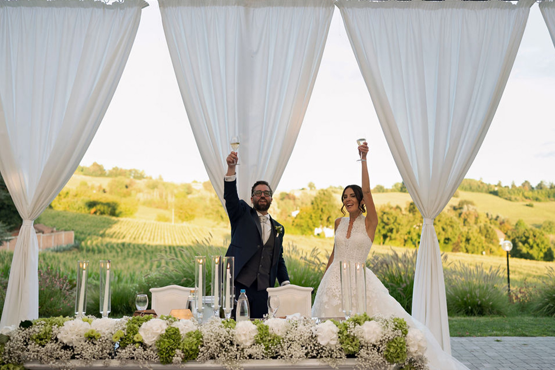 Gloria e Pietro nel loro Matrimonio Monferrato, ai Giardini La Pergola